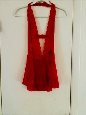 VTG Y2K Red Lace Fredrick’s Of Hollywood Sexy Stretch Boudoir Lingerie Teddy M